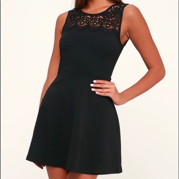 Lulus Black Lace Skater Dress - Picture 3 of 4